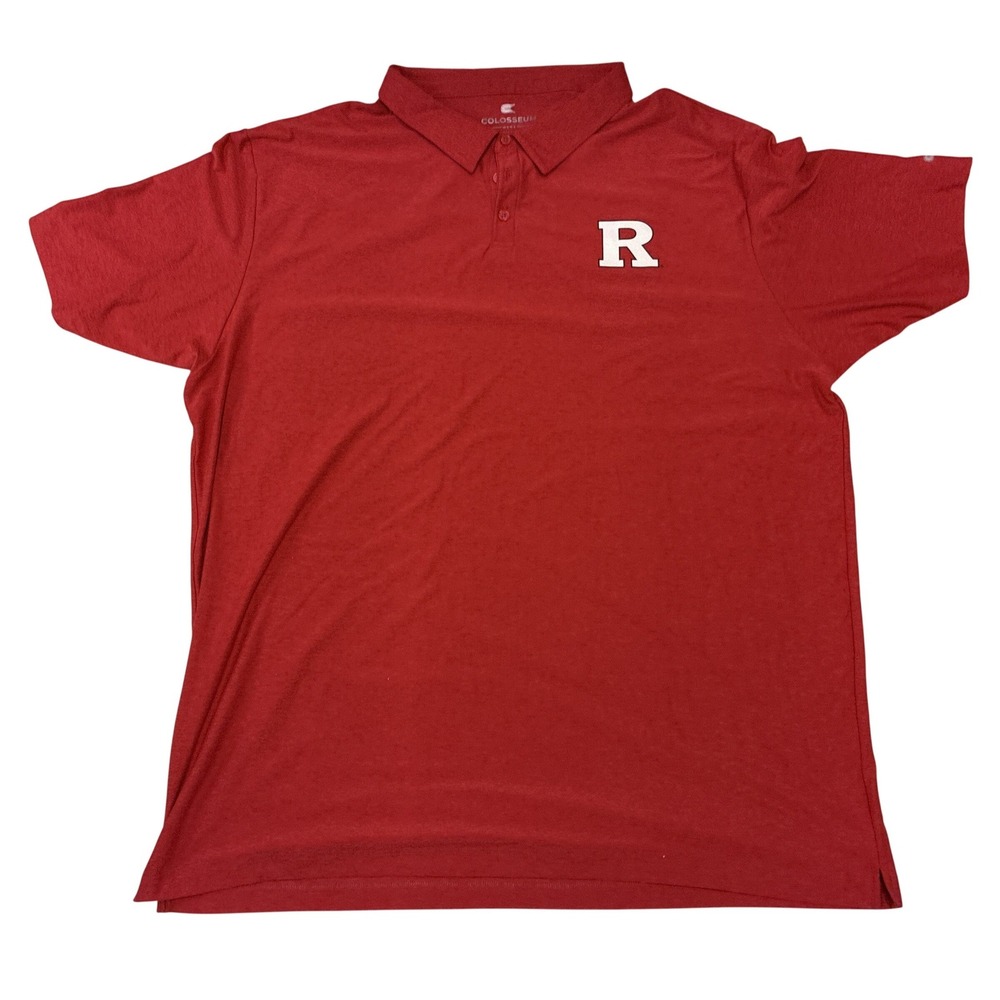 Colosseum Rutgers Scarlet Knights Mens 2XL Red Heathered Performance Polo Shirt